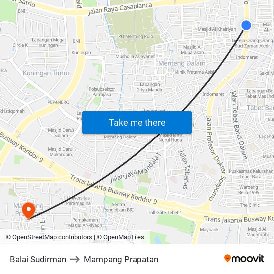 Balai Sudirman to Mampang Prapatan map