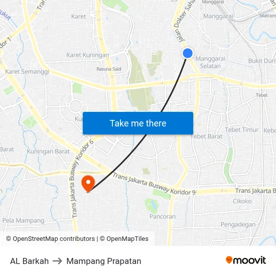 AL Barkah to Mampang Prapatan map