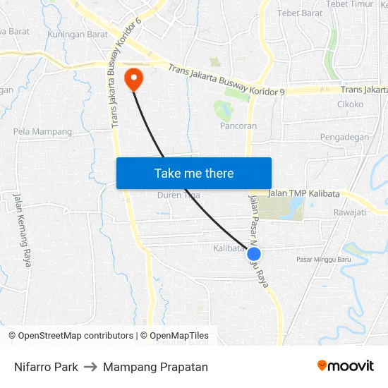 Nifarro Park to Mampang Prapatan map