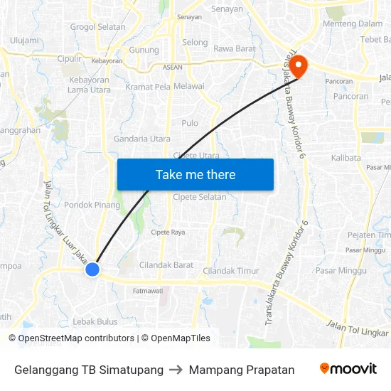 Gelanggang TB Simatupang to Mampang Prapatan map
