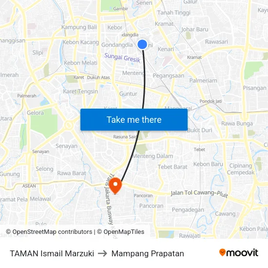 TAMAN Ismail Marzuki to Mampang Prapatan map