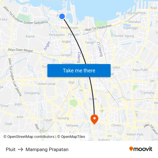 Pluit to Mampang Prapatan map