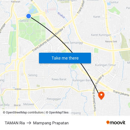 TAMAN Ria to Mampang Prapatan map