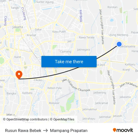 Rusun Rawa Bebek to Mampang Prapatan map