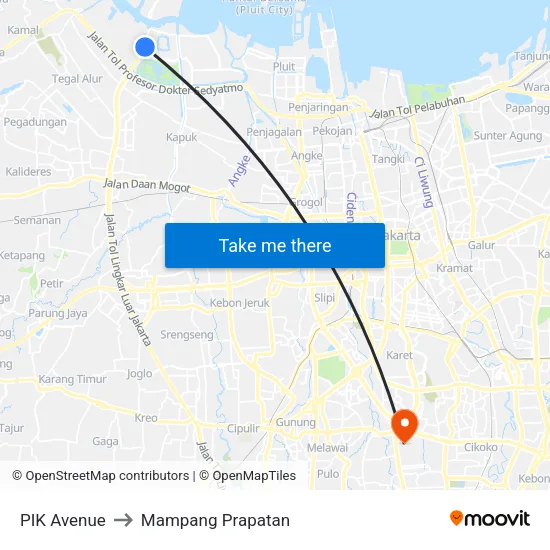 PIK Avenue to Mampang Prapatan map