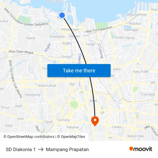 SD Diakonia 1 to Mampang Prapatan map