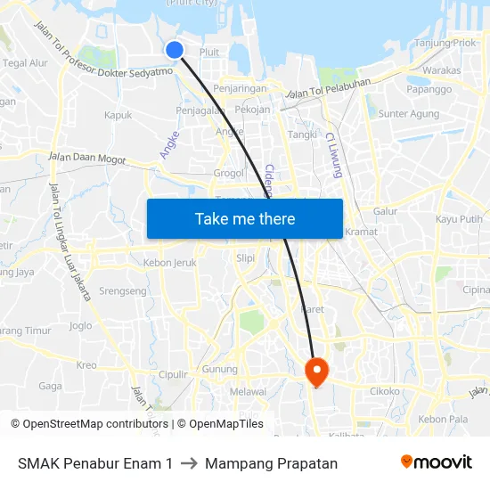 SMAK Penabur Enam 1 to Mampang Prapatan map