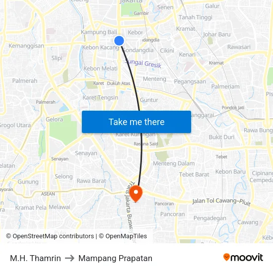 M.H. Thamrin to Mampang Prapatan map