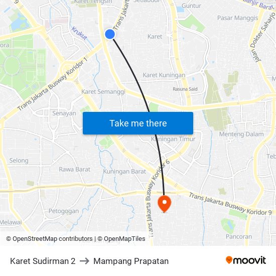 Karet Sudirman 2 to Mampang Prapatan map