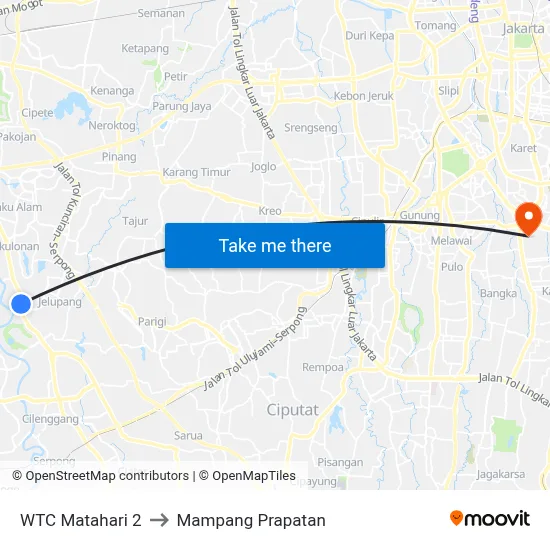WTC Matahari 2 to Mampang Prapatan map