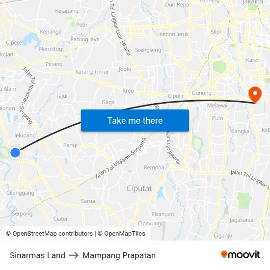 Sinarmas Land to Mampang Prapatan map