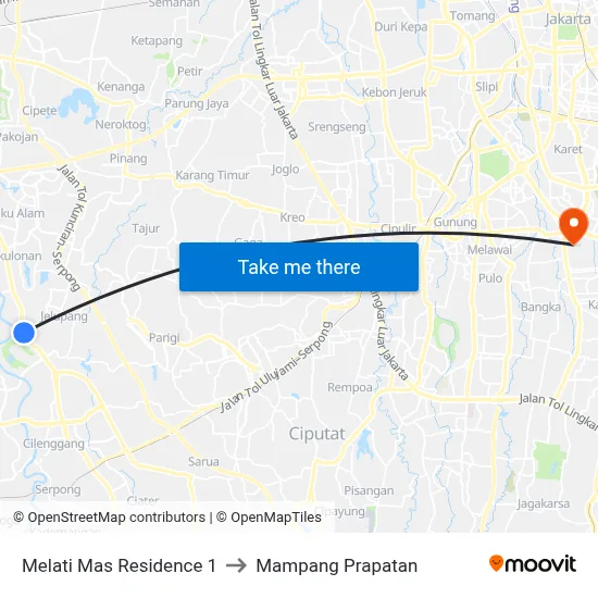 Melati Mas Residence 1 to Mampang Prapatan map