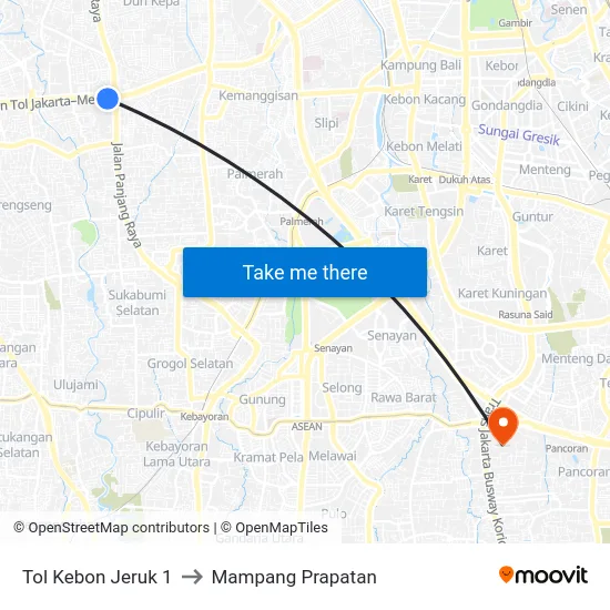 Tol Kebon Jeruk 1 to Mampang Prapatan map