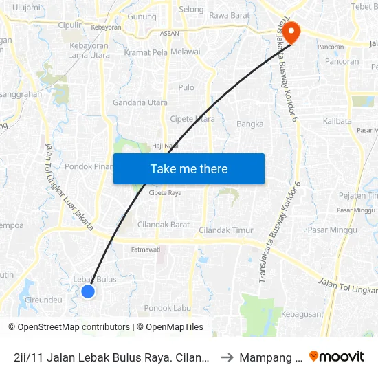 2ii/11 Jalan Lebak Bulus Raya. Cilandak. Kota Jakarta Selatan to Mampang Prapatan map
