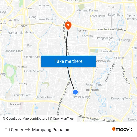 Tti Center to Mampang Prapatan map