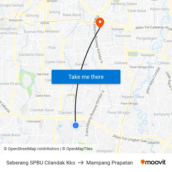 Seberang SPBU Cilandak Kko to Mampang Prapatan map