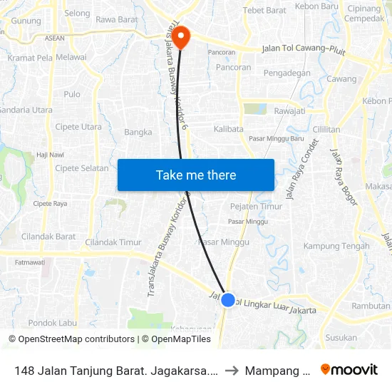 148 Jalan Tanjung Barat. Jagakarsa. Kota Jakarta Selatan to Mampang Prapatan map