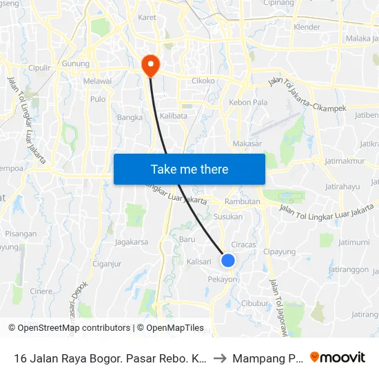 16 Jalan Raya Bogor. Pasar Rebo. Kota Jakarta Timur to Mampang Prapatan map