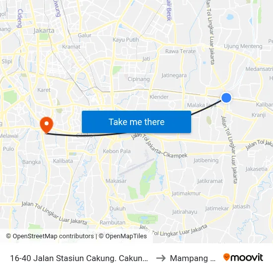 16-40 Jalan Stasiun Cakung. Cakung. Kota Jakarta Timur to Mampang Prapatan map