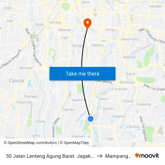 50 Jalan Lenteng Agung Barat. Jagakarsa. Kota Jakarta Selatan to Mampang Prapatan map