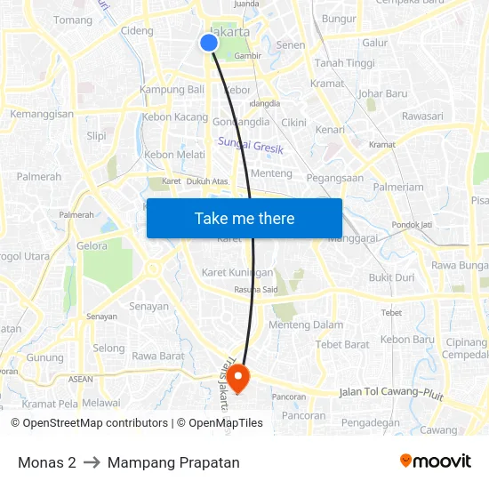 Monas 2 to Mampang Prapatan map