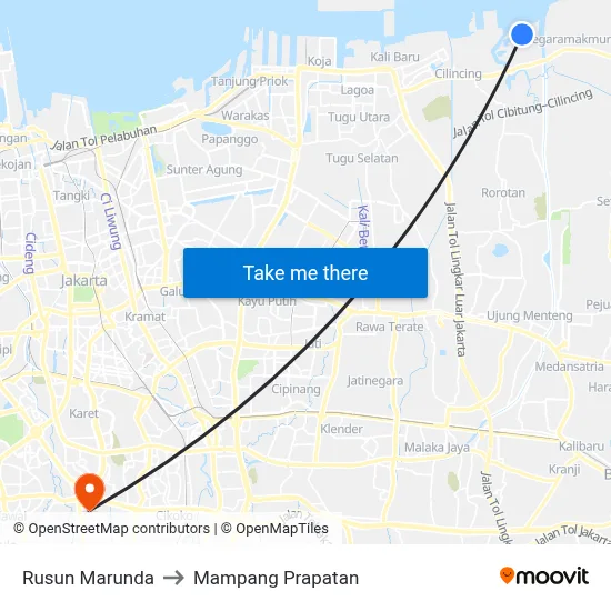 Rusun Marunda to Mampang Prapatan map