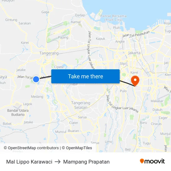 Mal Lippo Karawaci to Mampang Prapatan map