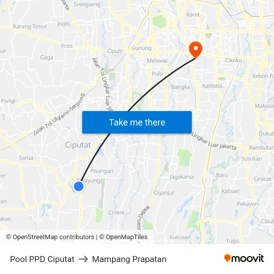 Pool PPD Ciputat to Mampang Prapatan map