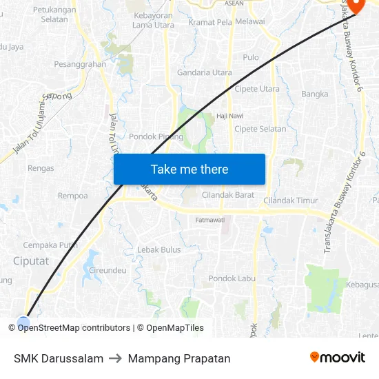 SMK Darussalam to Mampang Prapatan map