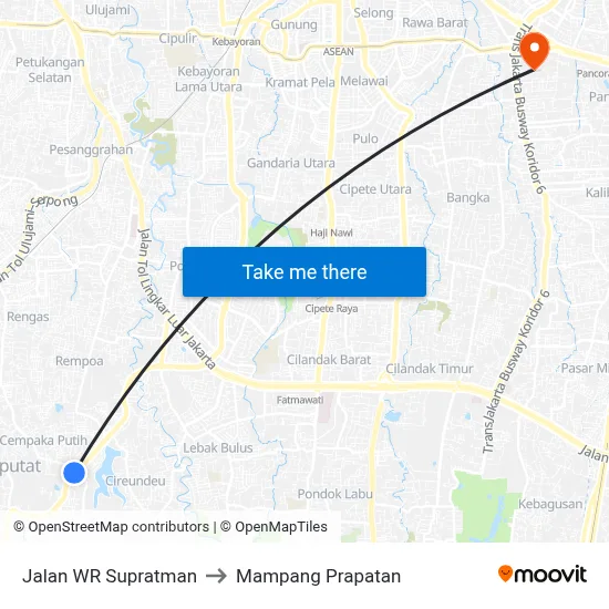 Jalan WR Supratman to Mampang Prapatan map