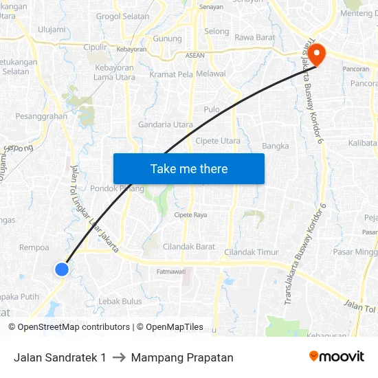 Jalan Sandratek 1 to Mampang Prapatan map