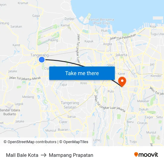 Mall Bale Kota to Mampang Prapatan map