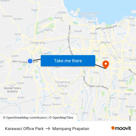 Karawaci Office Park to Mampang Prapatan map