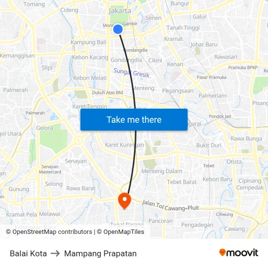 Balai Kota to Mampang Prapatan map