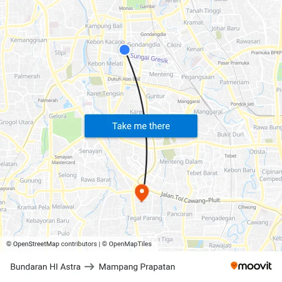 Bundaran HI Astra to Mampang Prapatan map