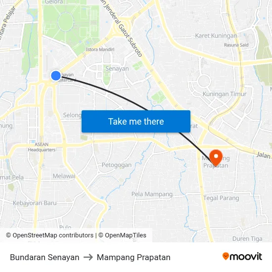 Bundaran Senayan to Mampang Prapatan map