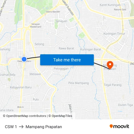 CSW 1 to Mampang Prapatan map