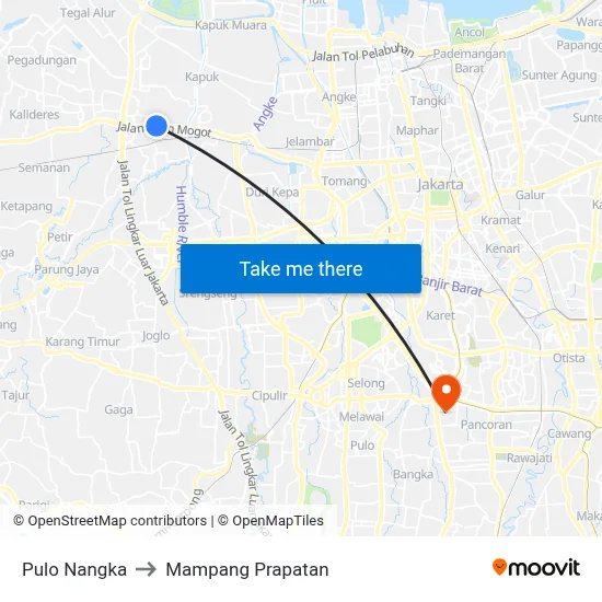 Pulo Nangka to Mampang Prapatan map