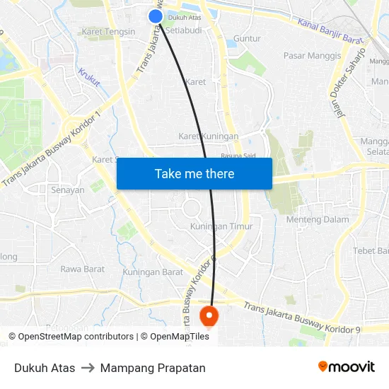 Dukuh Atas to Mampang Prapatan map