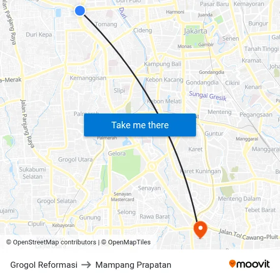 Grogol Reformasi to Mampang Prapatan map