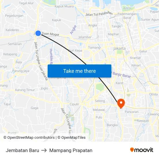 Jembatan Baru to Mampang Prapatan map