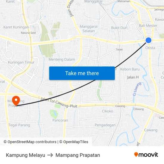 Kampung Melayu to Mampang Prapatan map