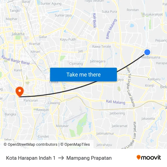 Kota Harapan Indah 1 to Mampang Prapatan map