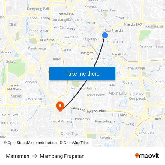 Matraman to Mampang Prapatan map