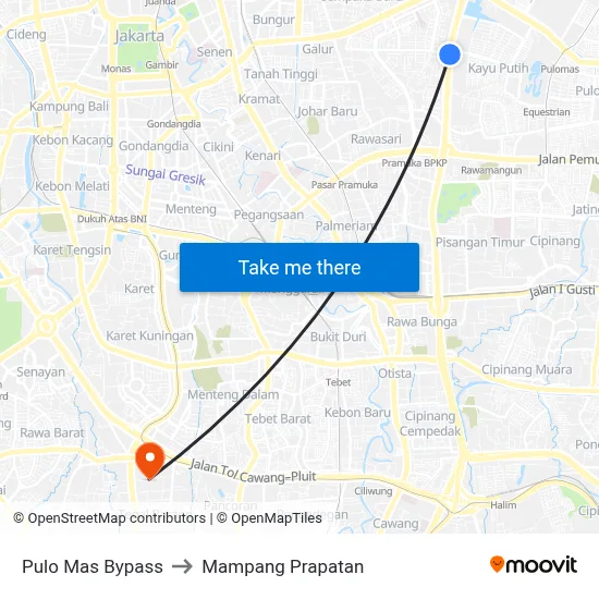 Pulo Mas Bypass to Mampang Prapatan map
