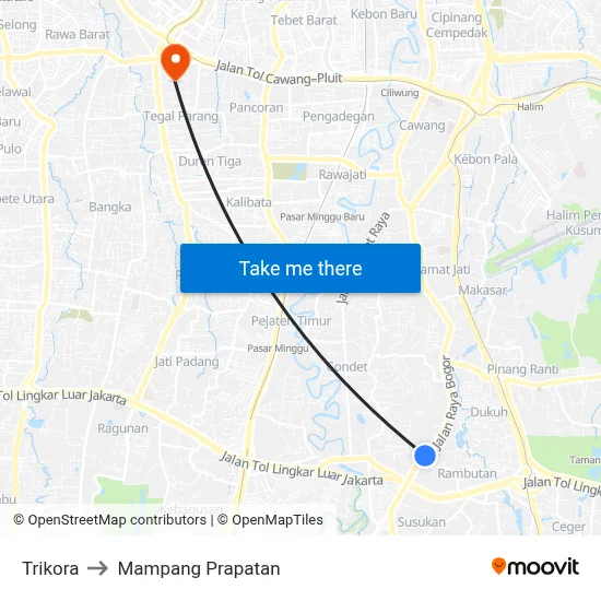 Trikora to Mampang Prapatan map