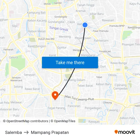 Salemba to Mampang Prapatan map