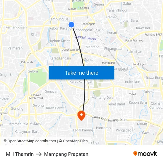 MH Thamrin to Mampang Prapatan map