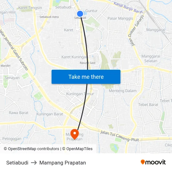 Setiabudi to Mampang Prapatan map