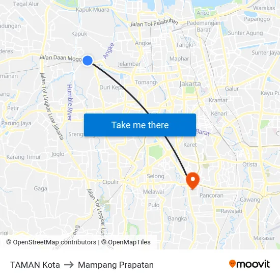 TAMAN Kota to Mampang Prapatan map